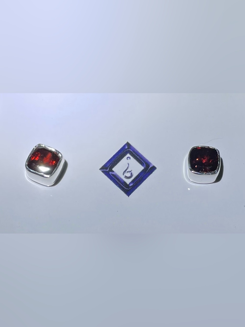Garnet square stud earrings